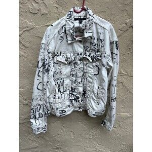 Ksubi White Graphic Scribble/Graffiti Denim Trucker Jacket - Rare Style Sz XS